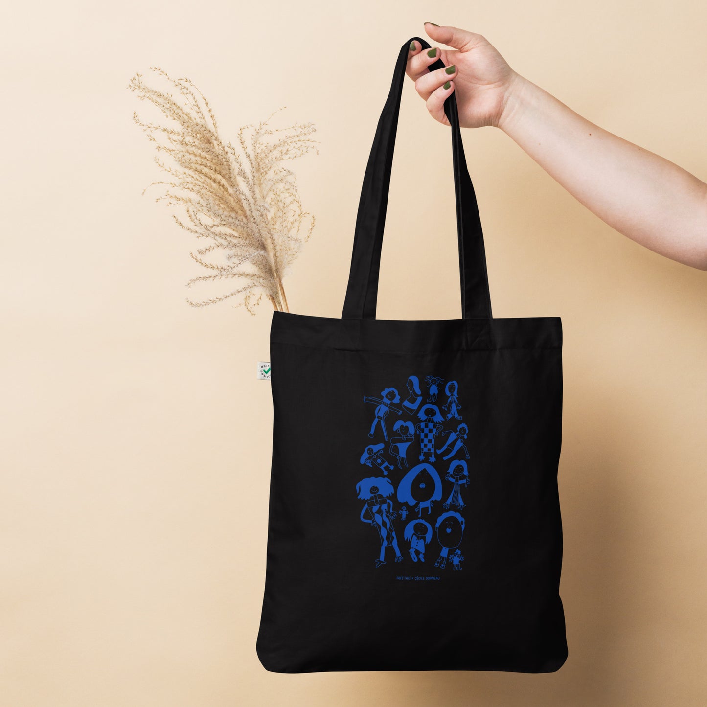 Cécile Dormeau x Face This organic fashion tote bag