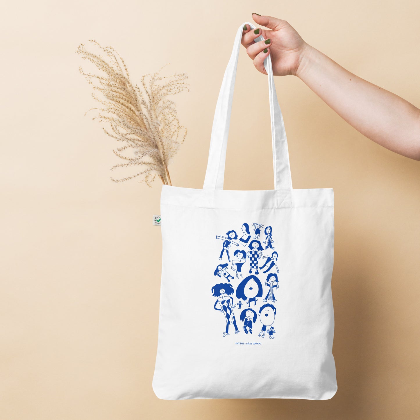 Cécile Dormeau x Face This organic fashion tote bag